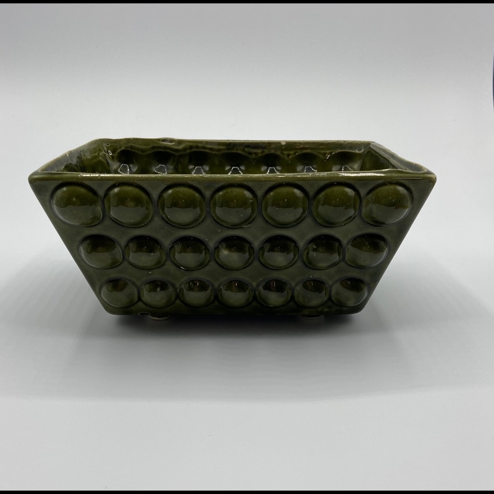 Green Hobnail Style Planter Ceramic Vintage